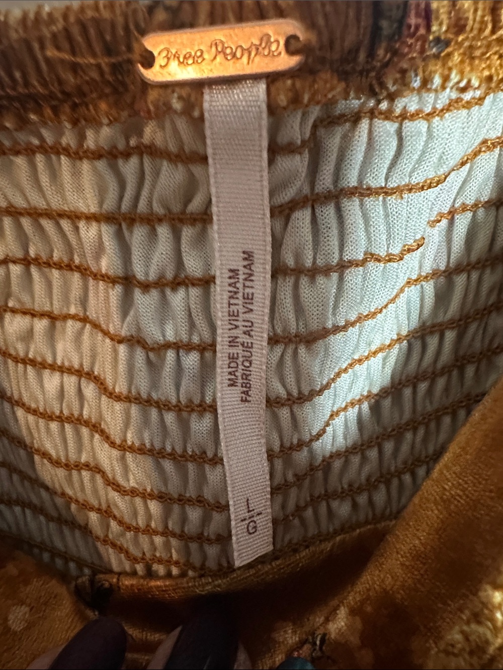 Free People Velvet Puff-Sleeve Crop Top - Burnt Copper - Picture 2 of 5